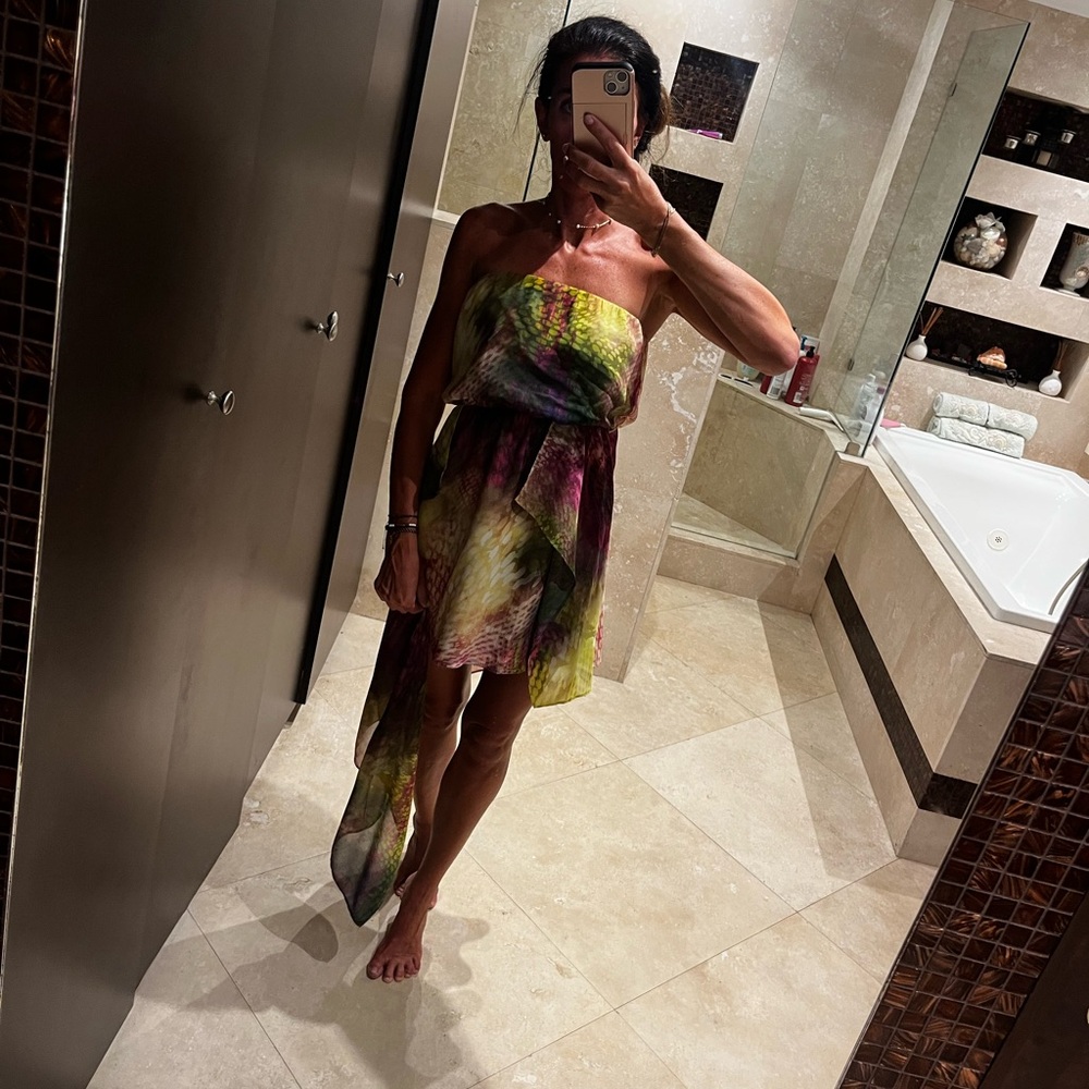 bebe Multicolor Strapless Dress